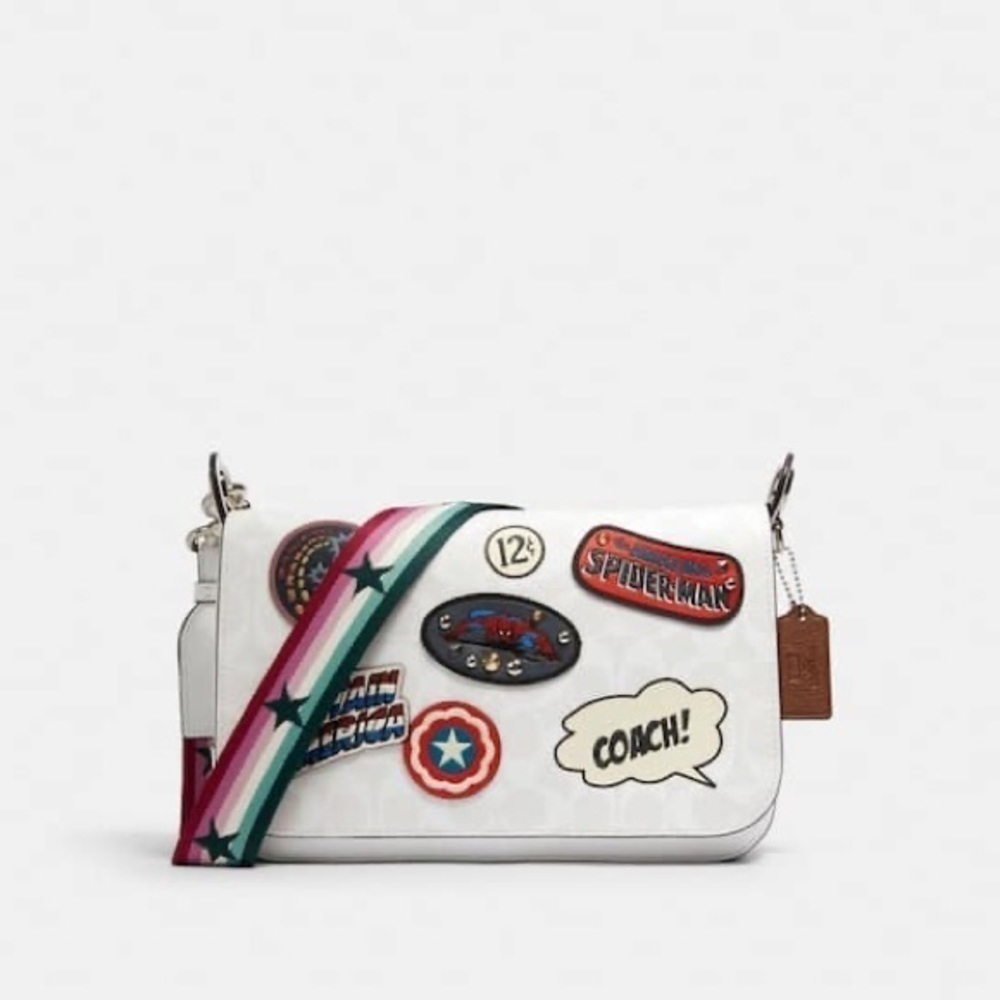 Coach Marvel Jes Messenger In Signature Canvas With Patches.